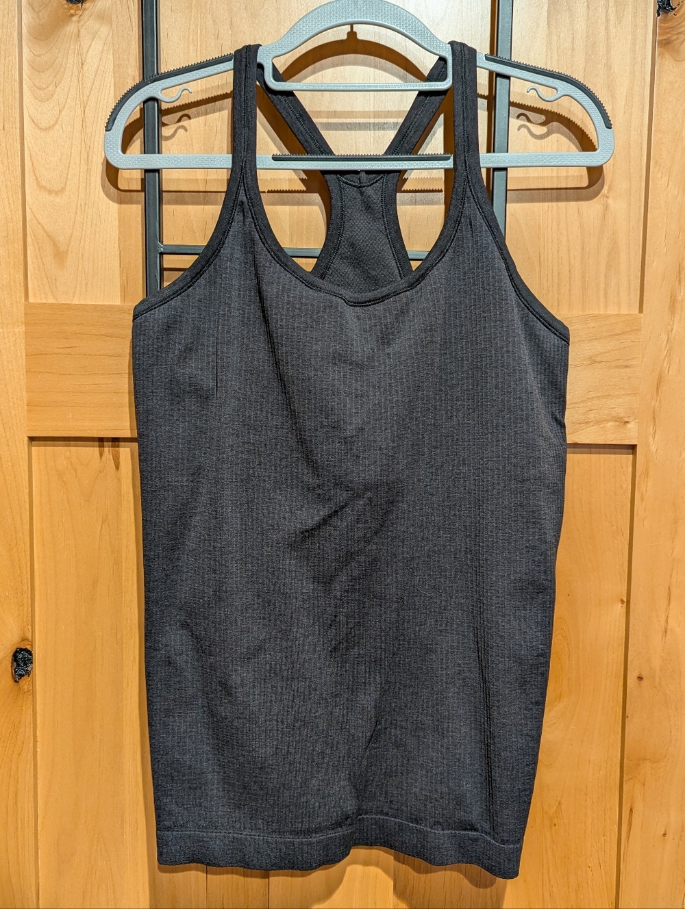 Lululemon Ebb to Street Tank Bra Racerback Hip Length Ribbed Black Sz 12